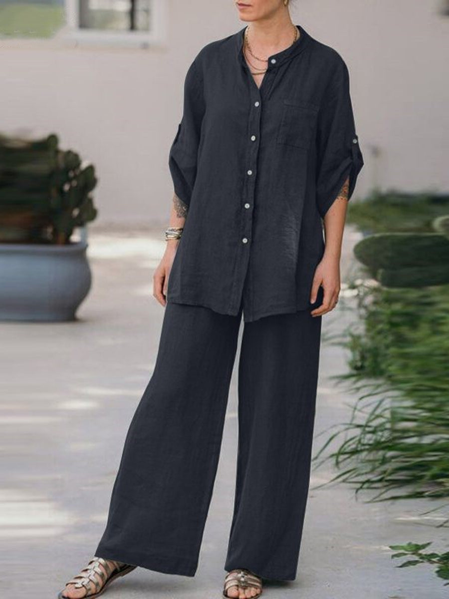 Two Piece-Set met shirt met lange mouwen en broek