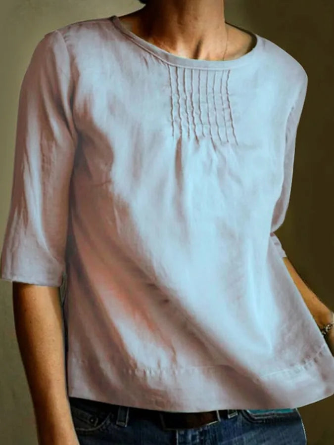Elegante blouse met halflange mouwen en zachte plooien