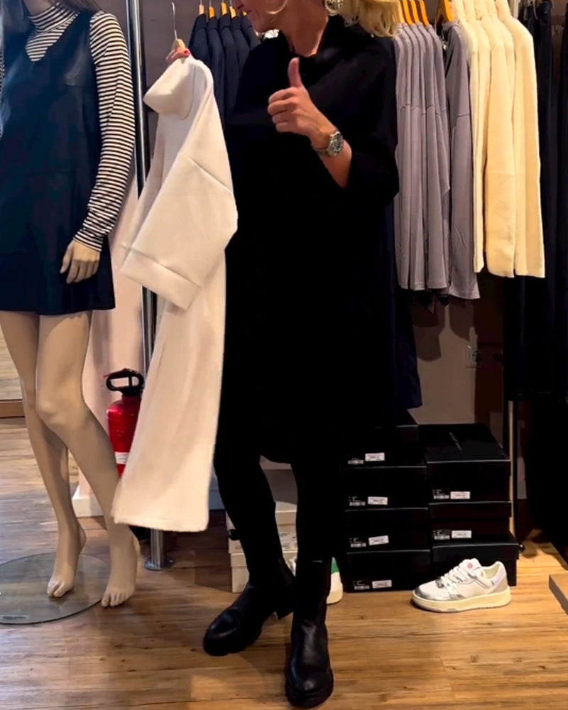 Jurk met cowlneck in effen kleur