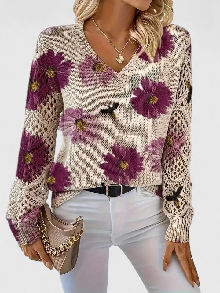 Elegante lichte sweater met bloemenprint