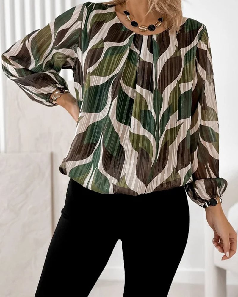 Blouse met lampionmouwen en ronde hals