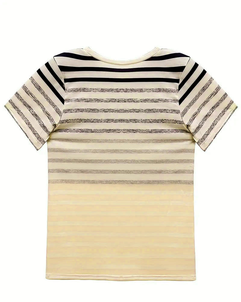 Gestreepte ronde hals T-shirt