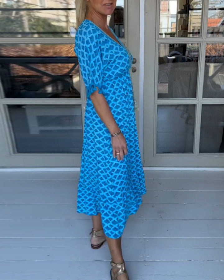 Casual V-halsjurk met print