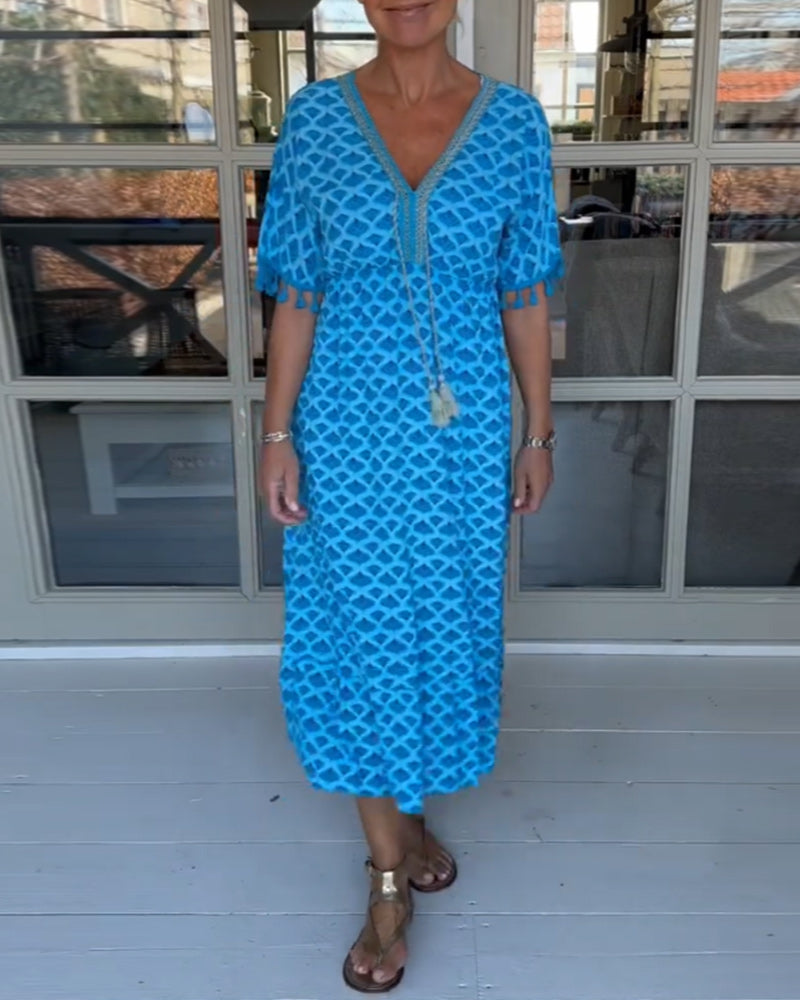 Casual V-halsjurk met print