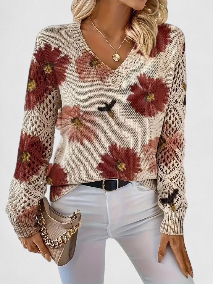 Elegante lichte sweater met bloemenprint