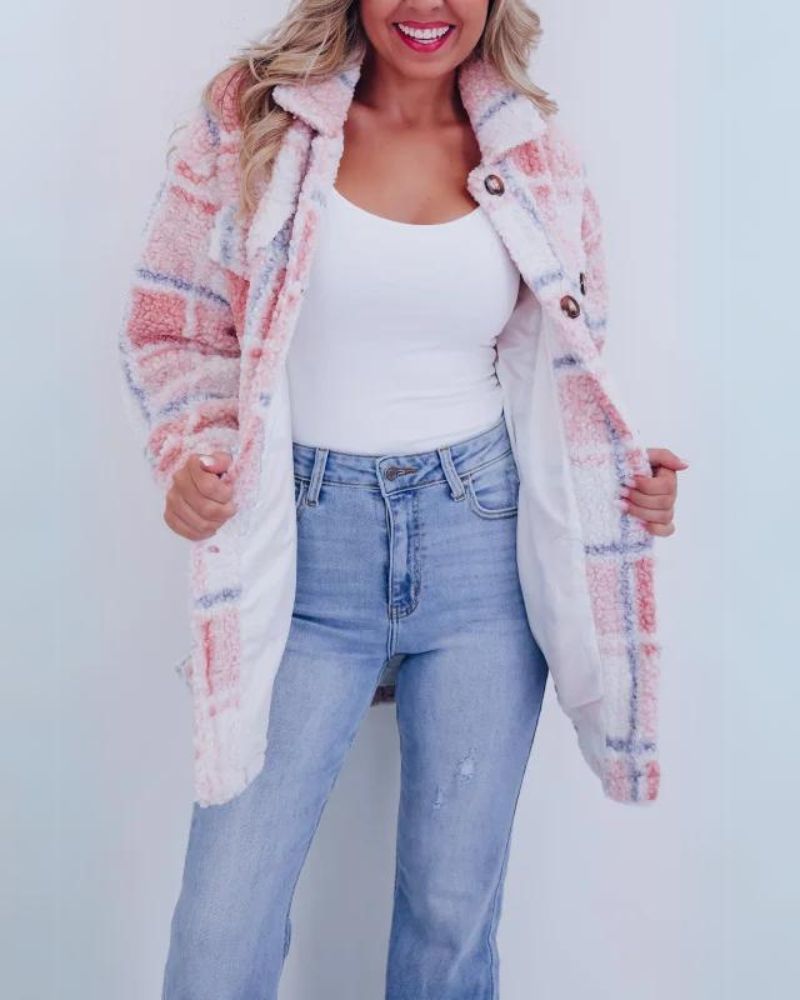 Gezellige geruite Polar Fleece jas