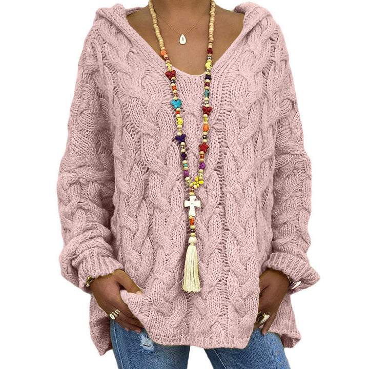 Dames kabelgebreide hoodie trui