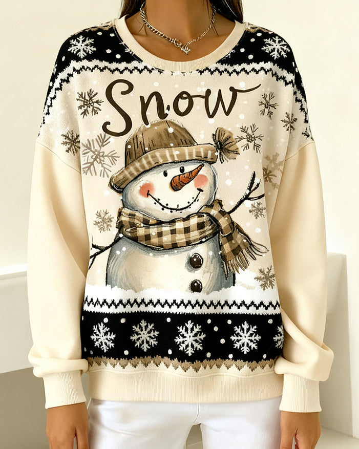 Sweatshirt met lange mouwen en sneeuwmanprint