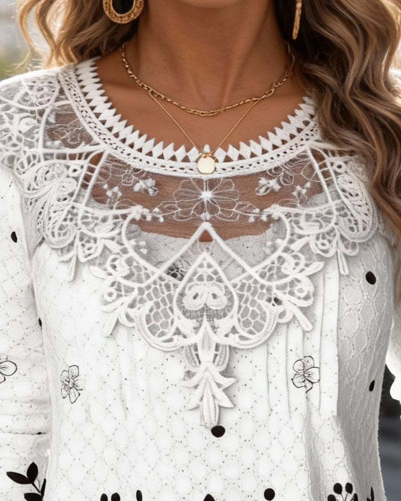 Top met lange mouwen en patchwork print