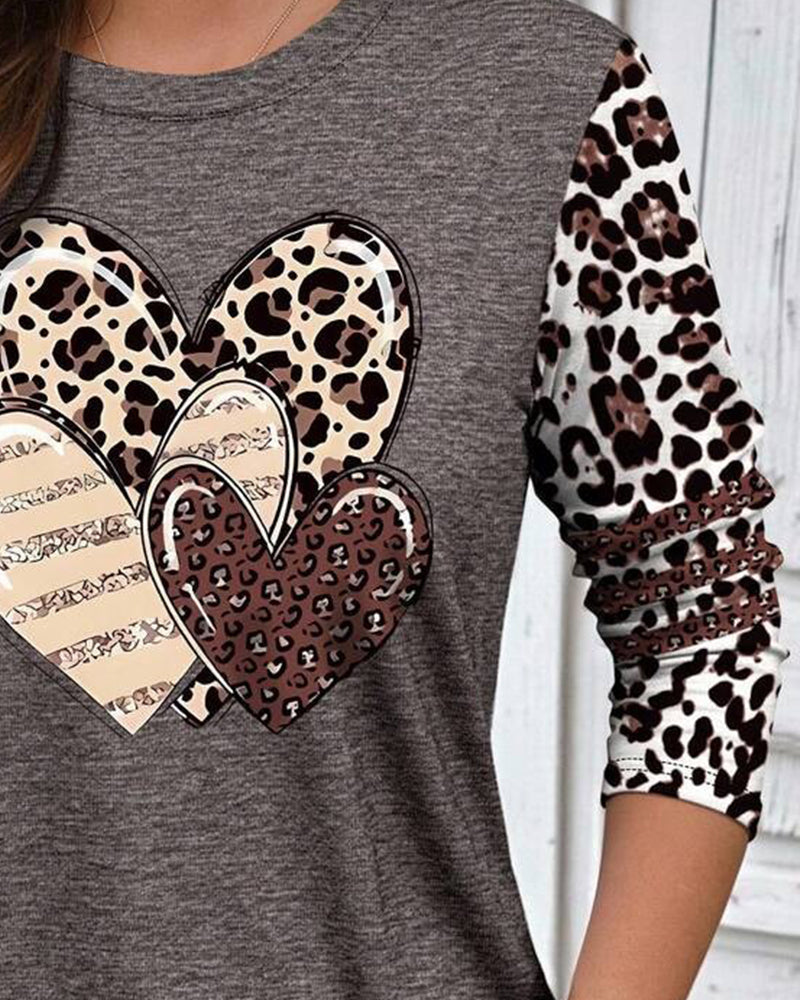 Top met lange mouwen, ronde hals en leopardprint