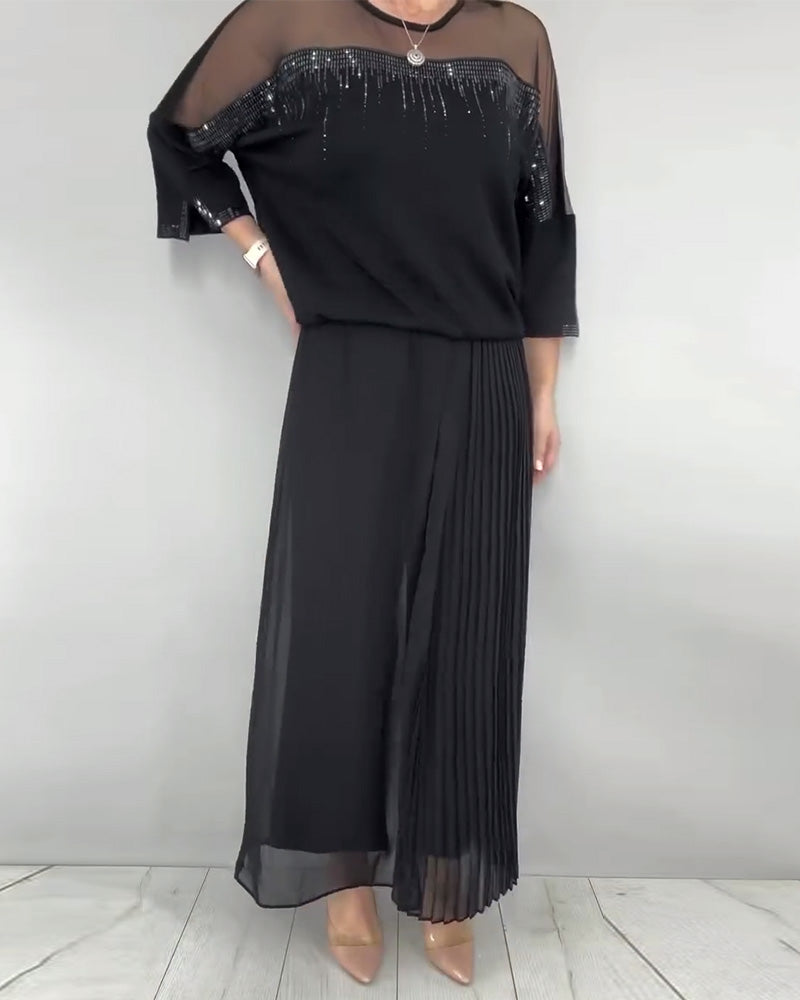 Loose Blouse met Mesh-details