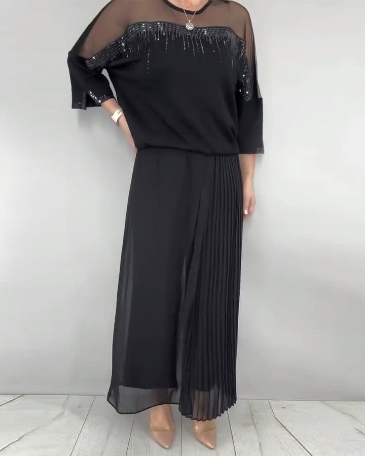 Loose Blouse met Mesh-details