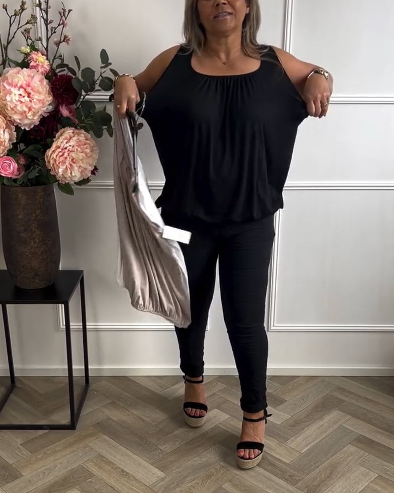 Mouwloze Effen Geplooide Tanktop