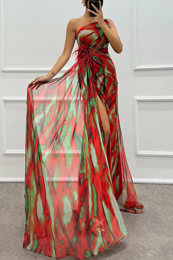 Chique Maxi-jurk met Levendige Print