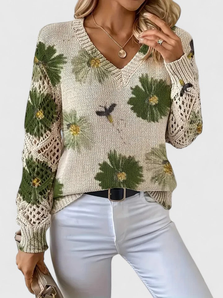 Elegante lichte sweater met bloemenprint