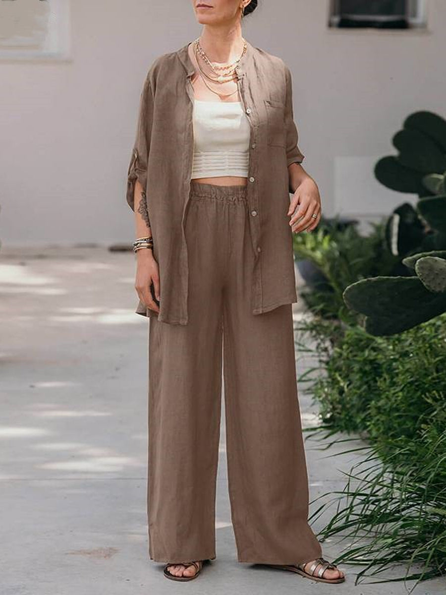 Two Piece-Set met shirt met lange mouwen en broek