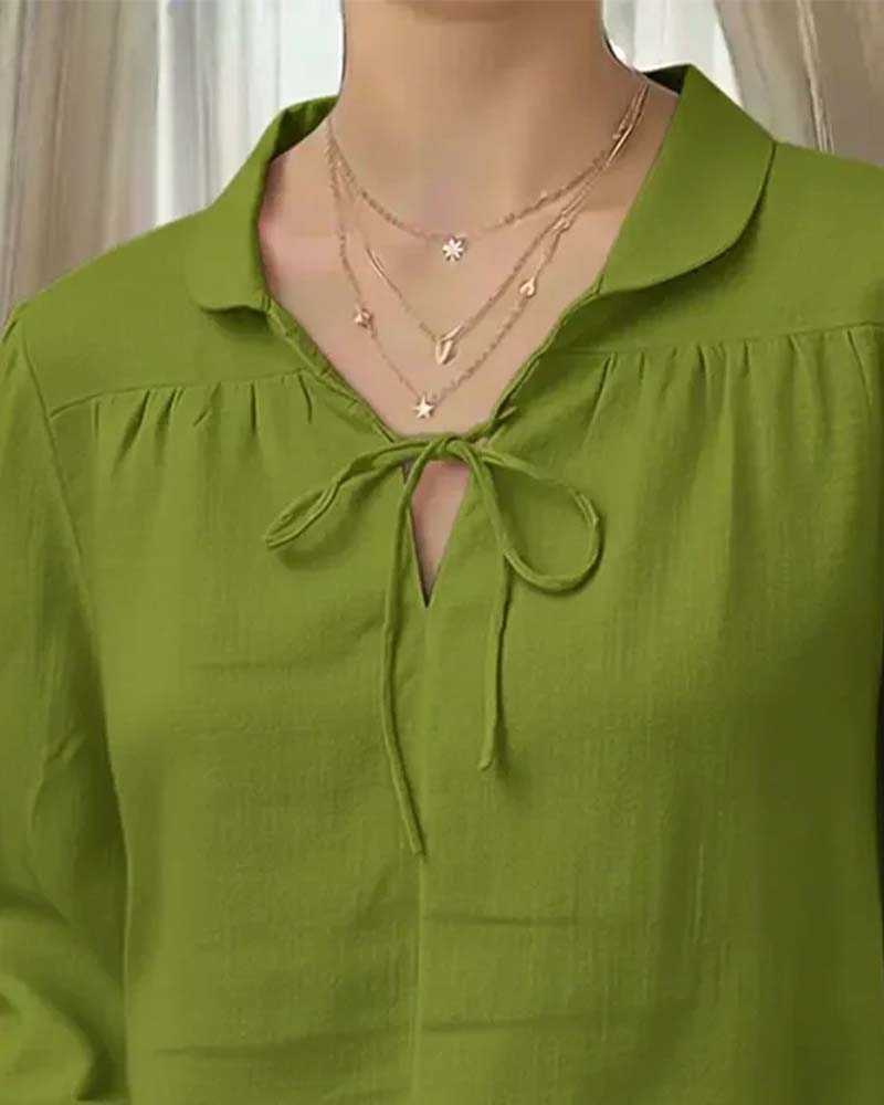 Blouse met Peter Pan Collar Tie in effen kleur