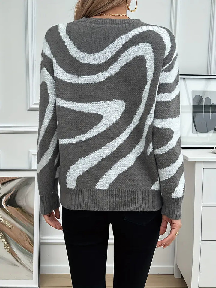Elegante Gestreepte Color Block Crew Neck Trui