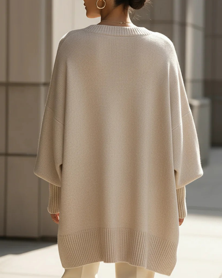 Losse mid-length trui met ronde hals