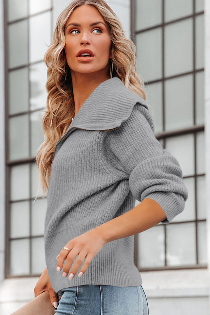 Knusse Zip Front Cardigan met lange mouwen