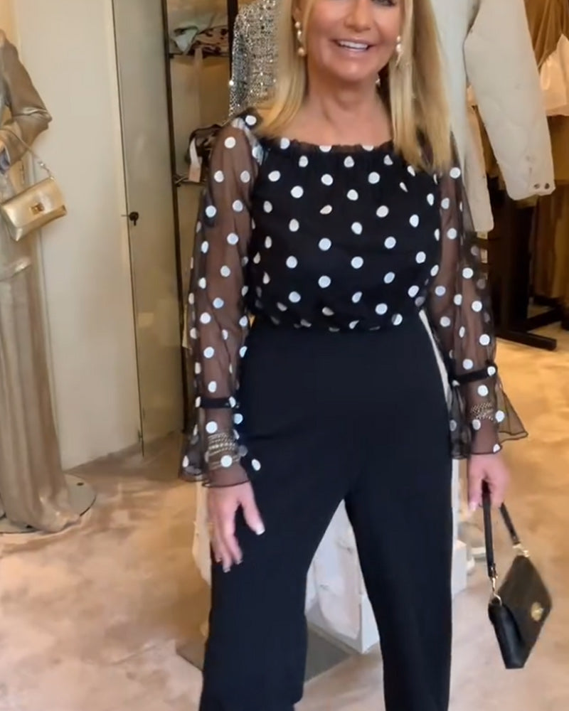 Casual transparante blouse met polkadots