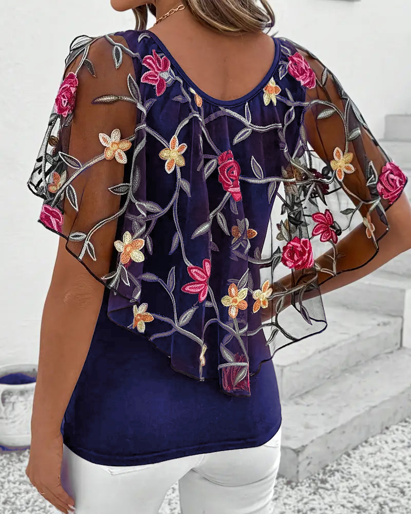 Geborduurde Mesh Heavy Duty Blouse