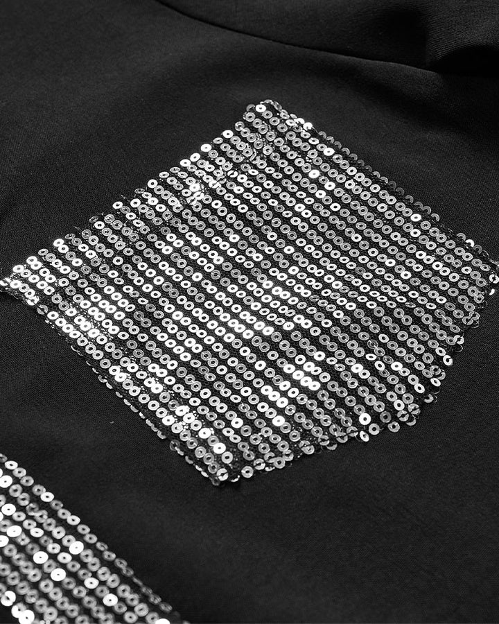 Casual top met sequin-panelen en knoopjes