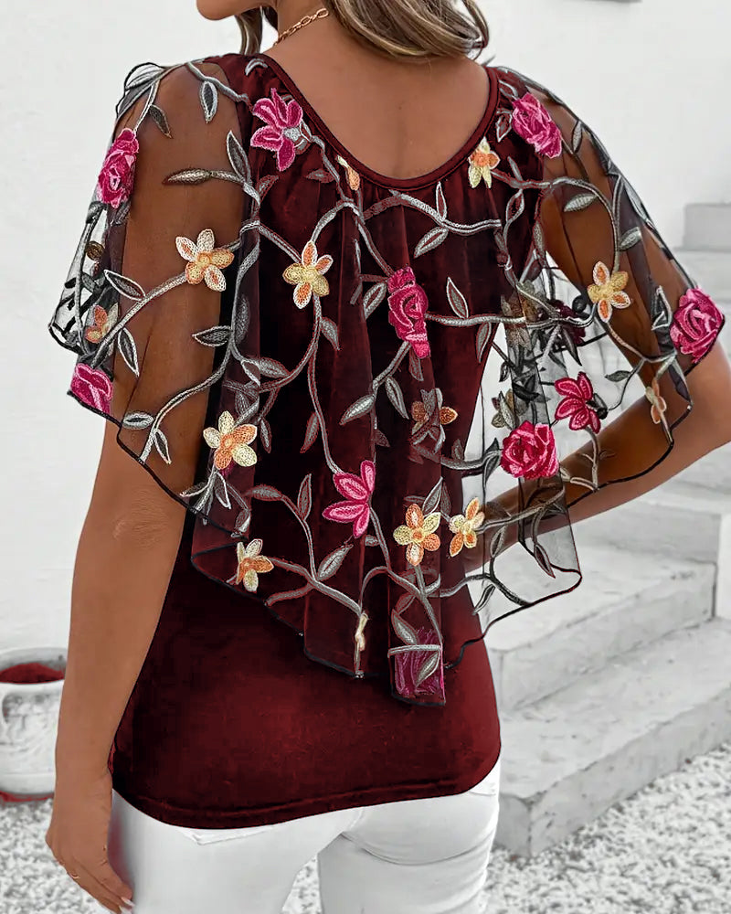 Geborduurde Mesh Heavy Duty Blouse