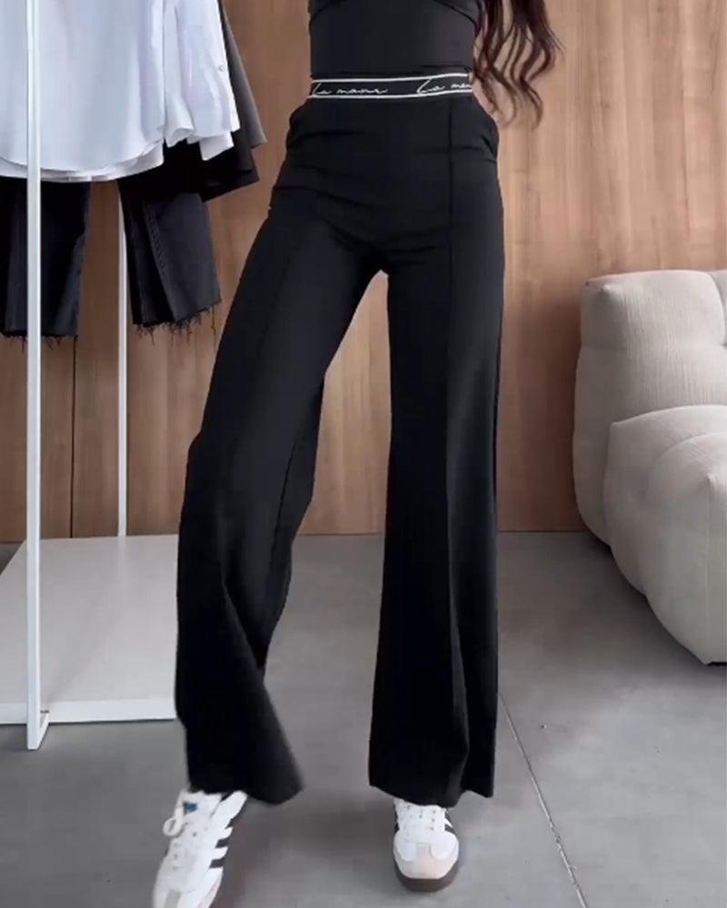 Casual effen Straight Pants met ritssluitzakken