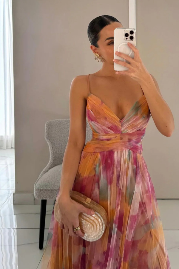 Feminine mouwloze maxi-jurk voor dames