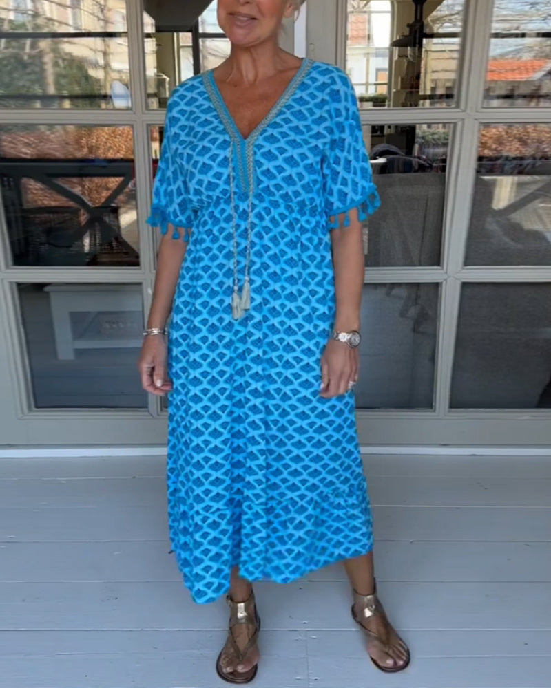 Casual V-halsjurk met print