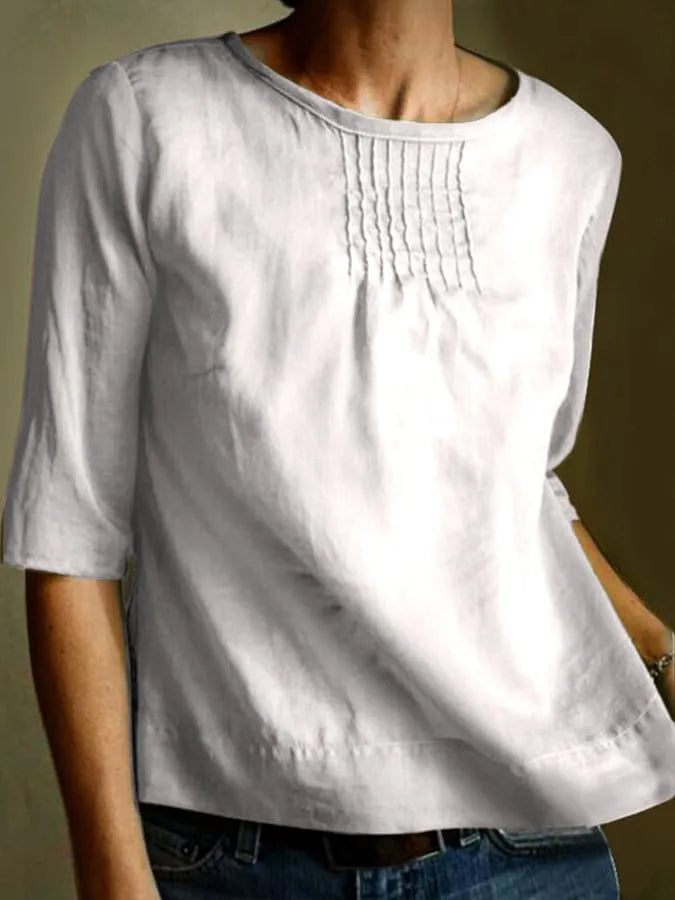 Elegante blouse met halflange mouwen en zachte plooien