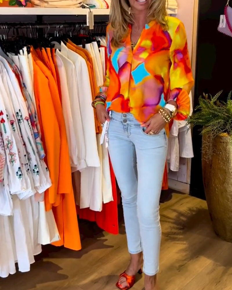 Kleurrijke Casual Blouse met Lange Mouwen