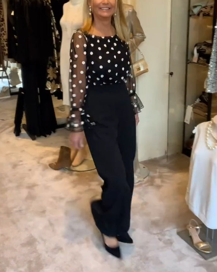 Casual transparante blouse met polkadots