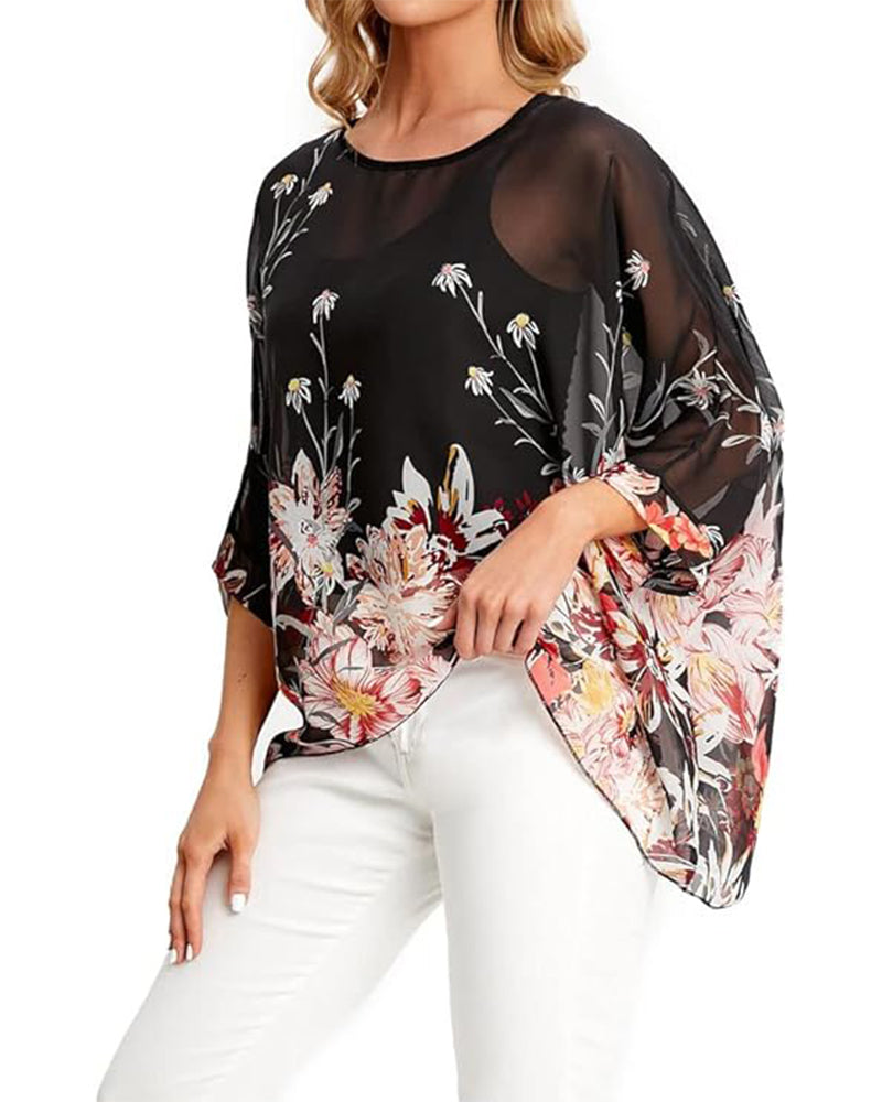 Losse top met driekwart mouwen