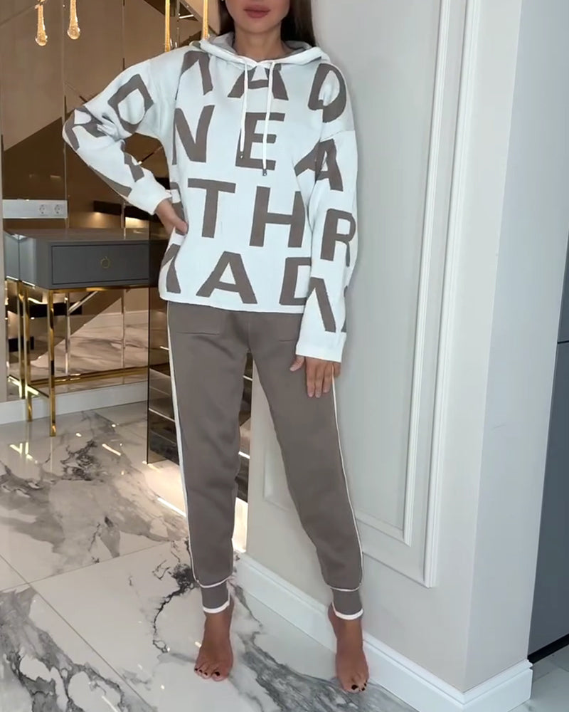 Modieuze Two-Piece Set met Capuchon en Letters