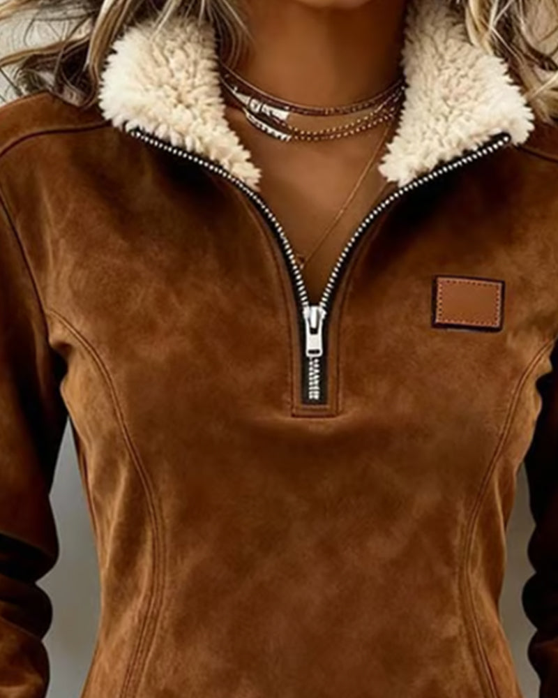 Half-Zip Asymmetrische Fringe Sweatshirt