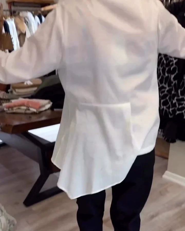 Shirt met effen kleur en asymmetrische revers