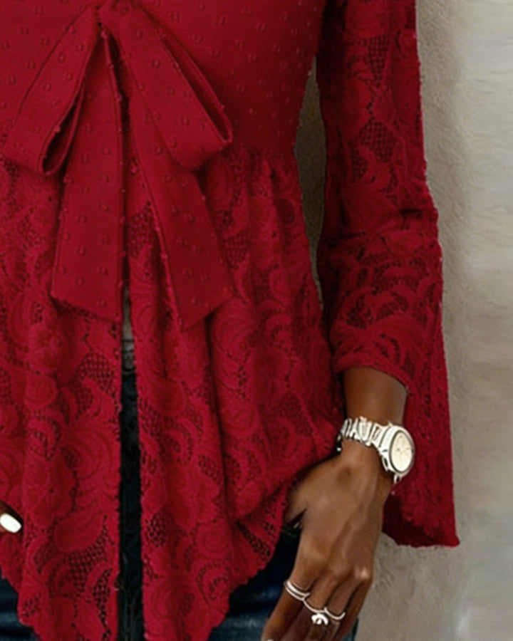 Effen V-hals blouse met klokmouwen