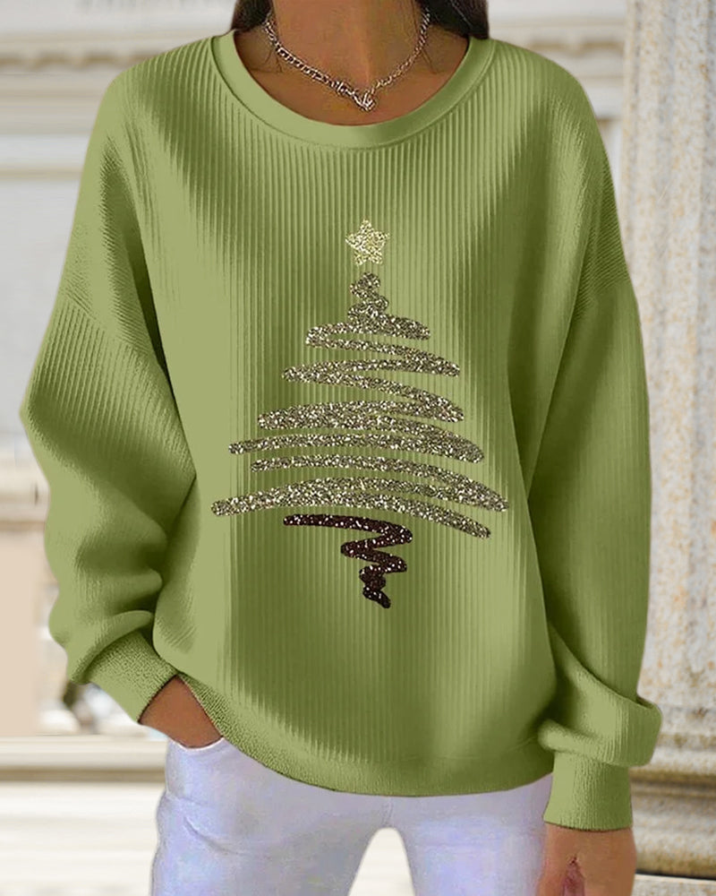 Losse sweatshirt met kerstprint en gestructureerd oppervlak