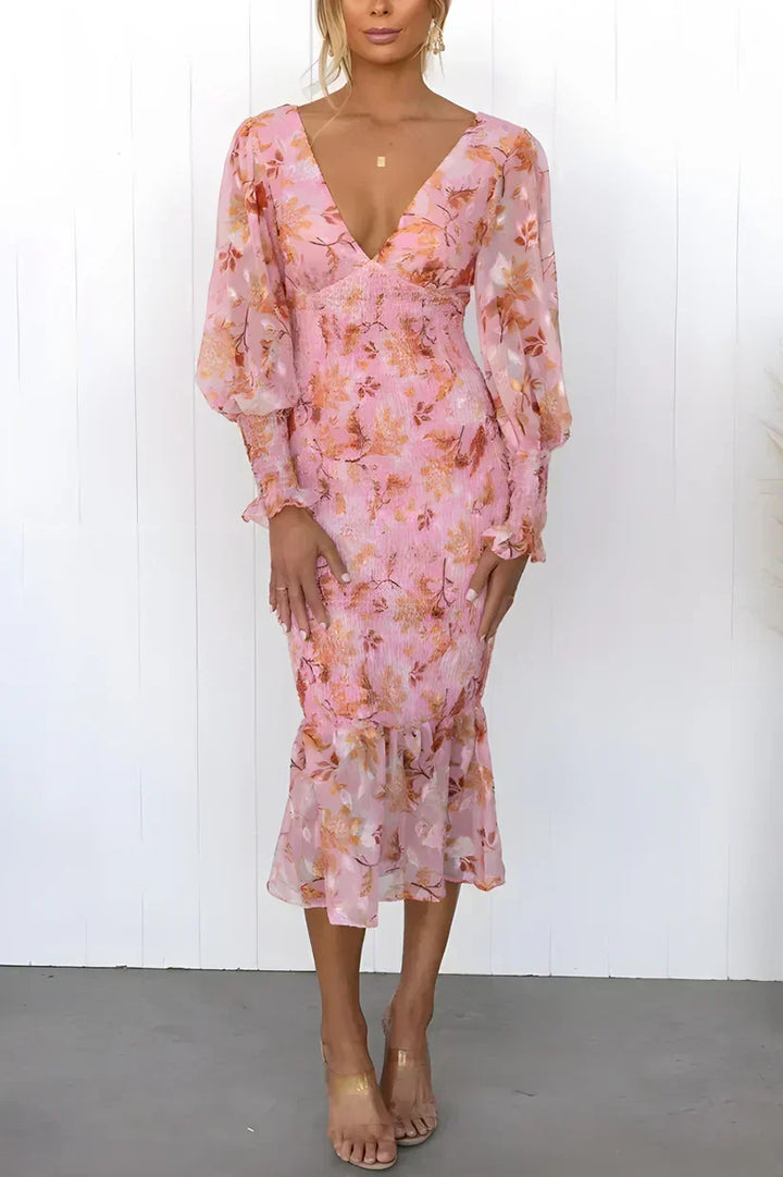 Midi-jurk met Bold Floral Pattern