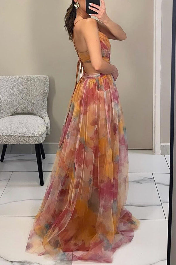 Feminine mouwloze maxi-jurk voor dames