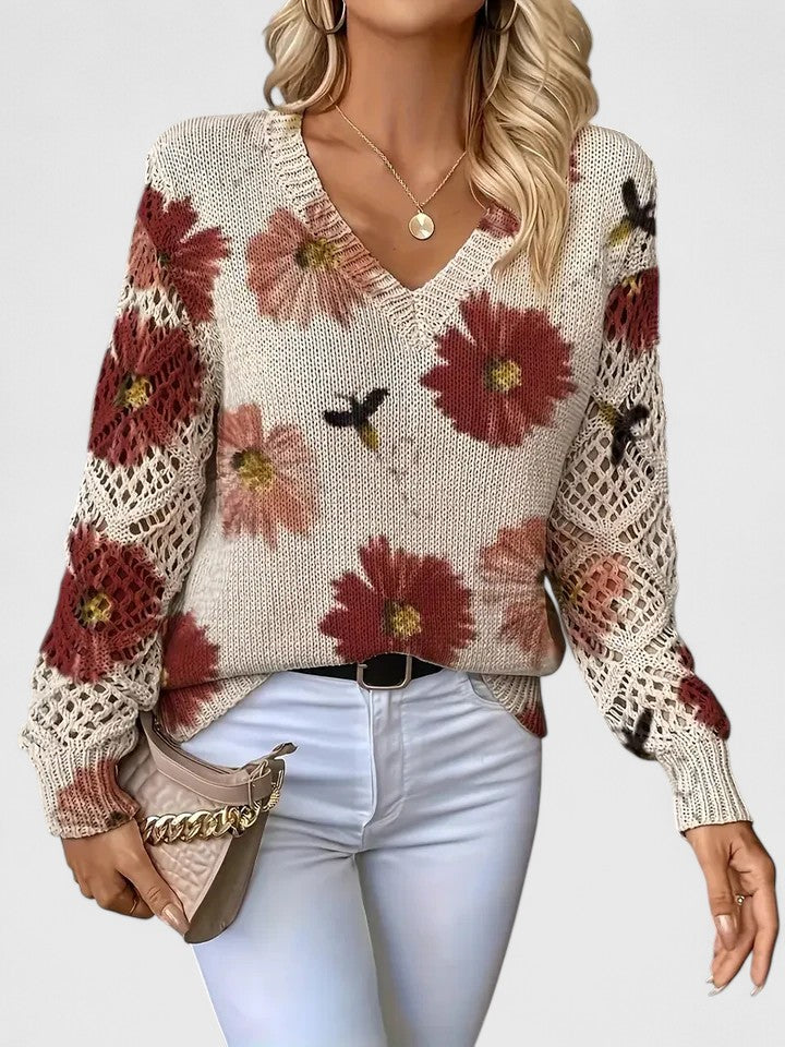 Elegante lichte sweater met bloemenprint