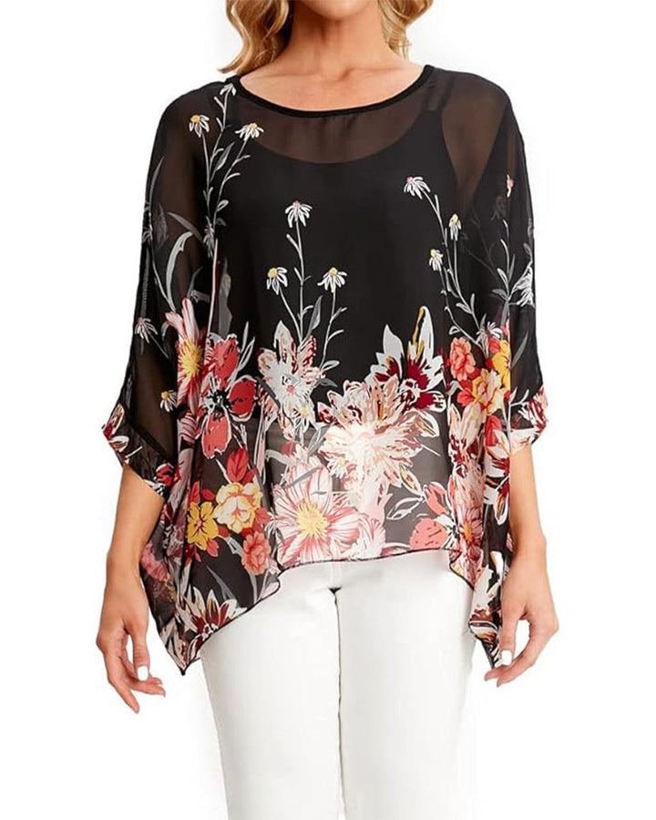 Losse top met driekwart mouwen
