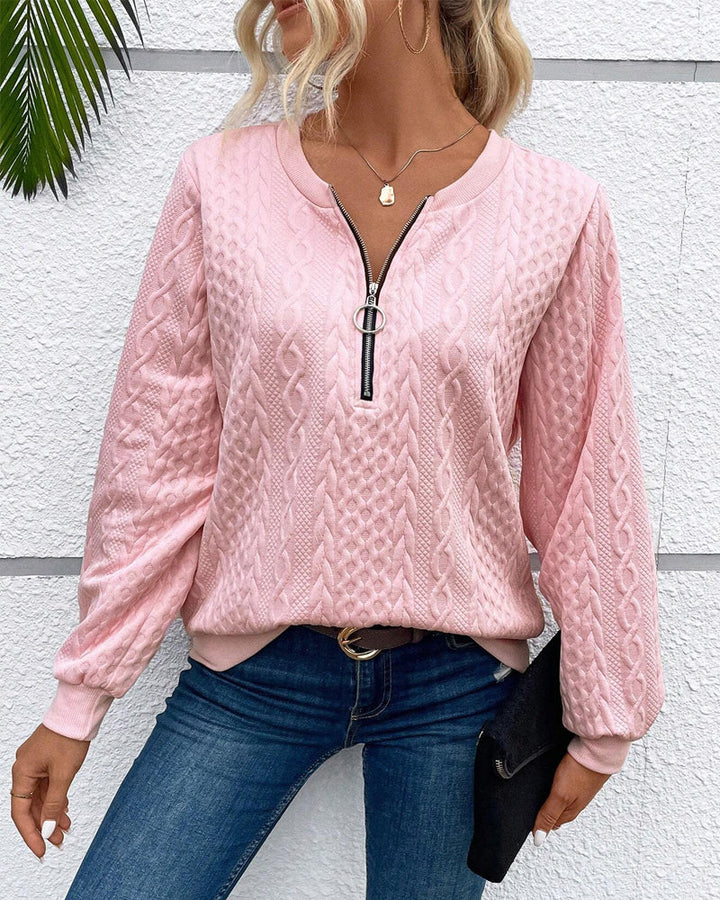 Casual sweatshirt met lange mouwen en rits