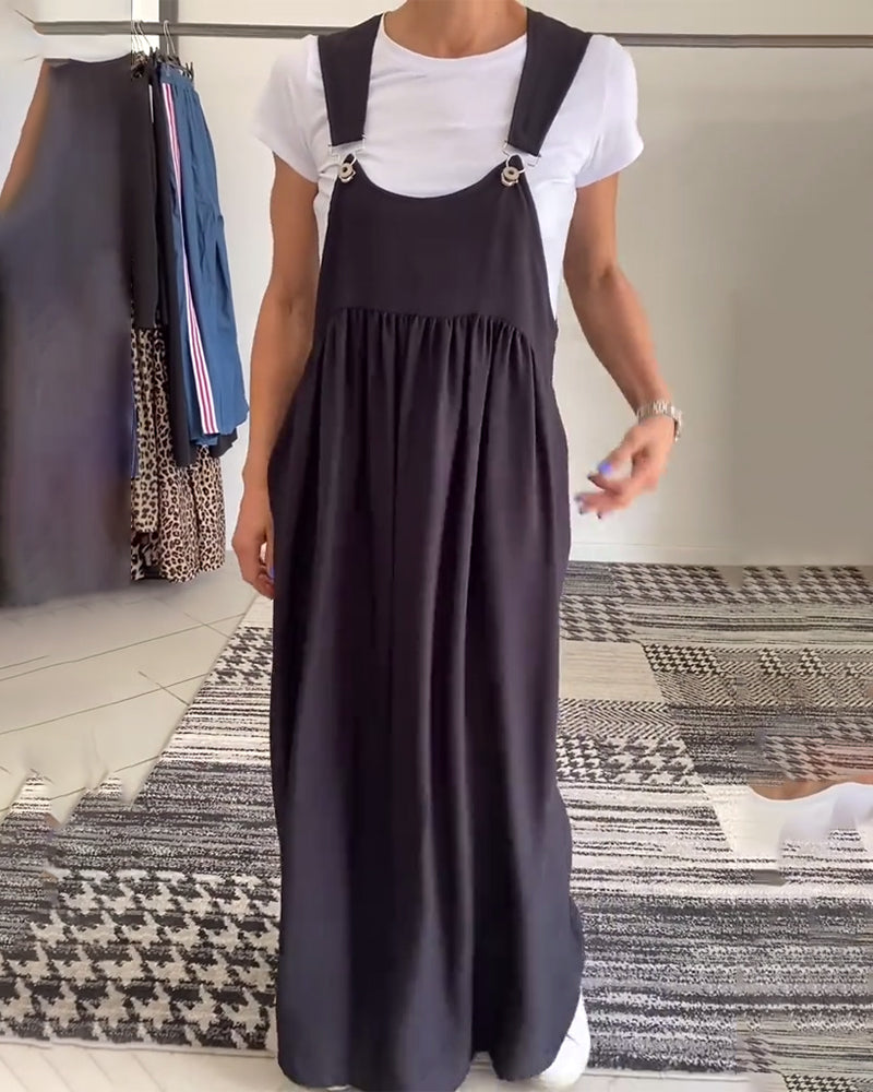 Casual Jurk in Effen Kleur met Bandjes