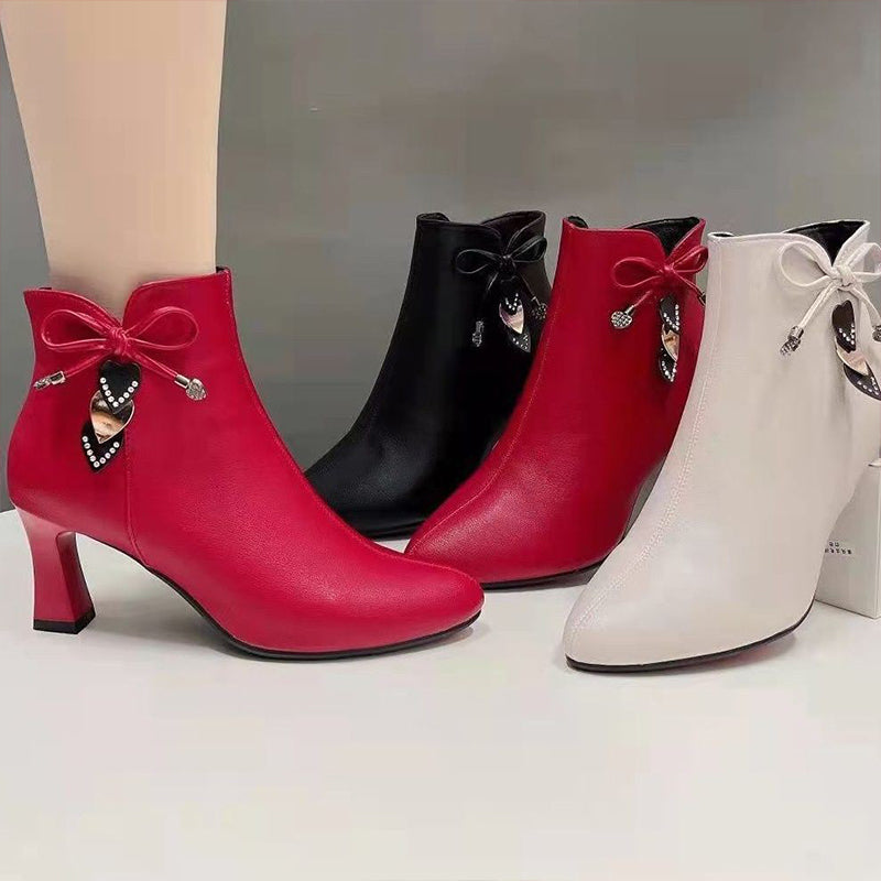 Fashion Enkellaarsjes met Puntneus en Strik