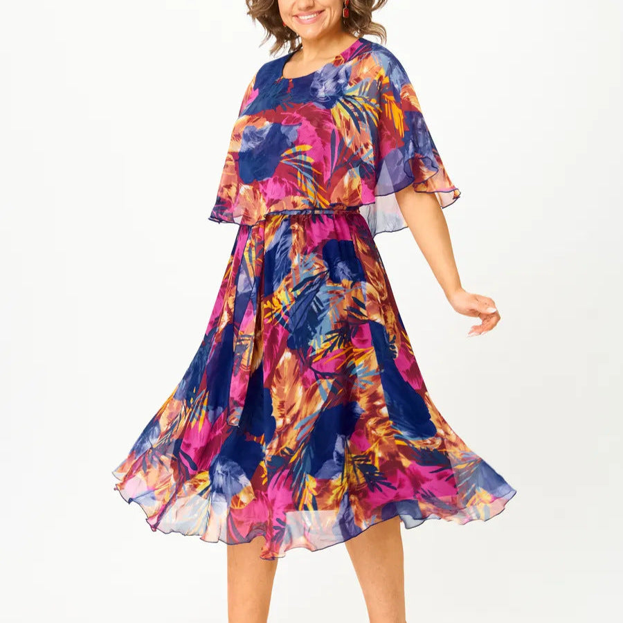 Comfortabele Plus Size Chiffon Jurk