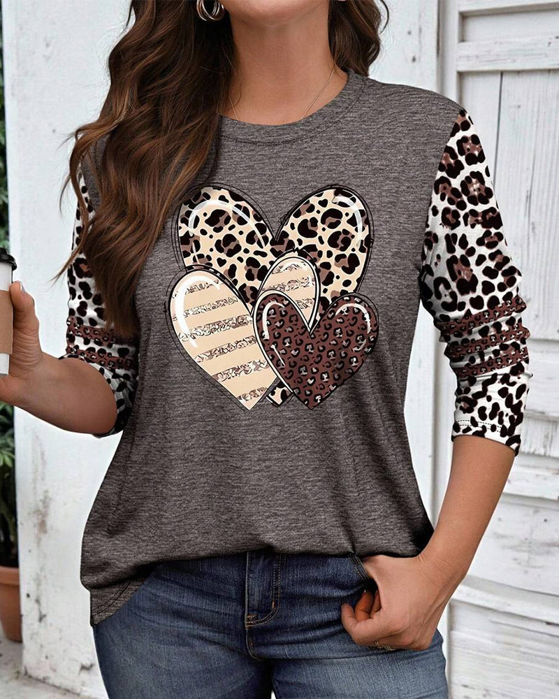 Top met lange mouwen, ronde hals en leopardprint