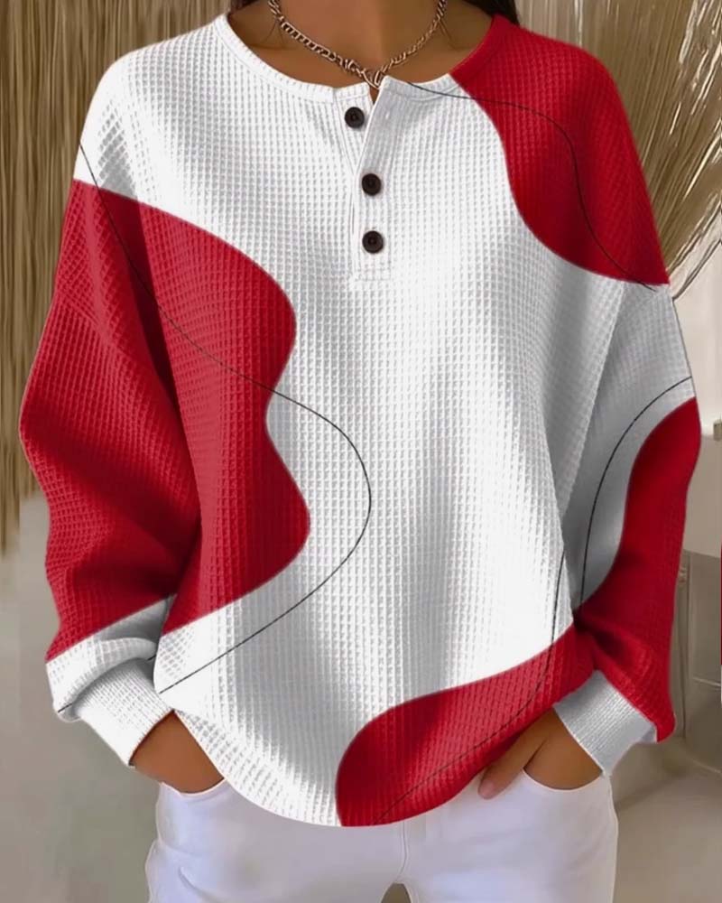 Sweatshirt met knoopjes en drop shoulder
